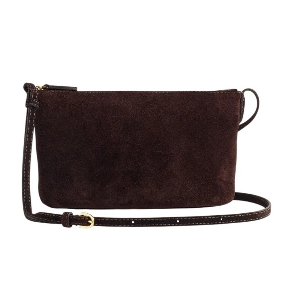 Madewell Mini Crossbody Bag in Dark Carob Brown Soft Grain Suede, EUC